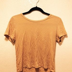 mustard yellow crop top tee